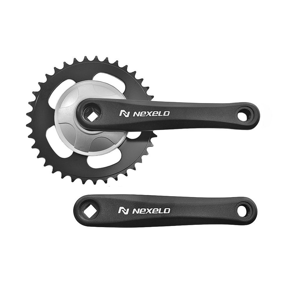 Mechanizm korbowy 1-rzędowy na kwadrat, aluminiowy, 38T, 170mm czarno-srebrny