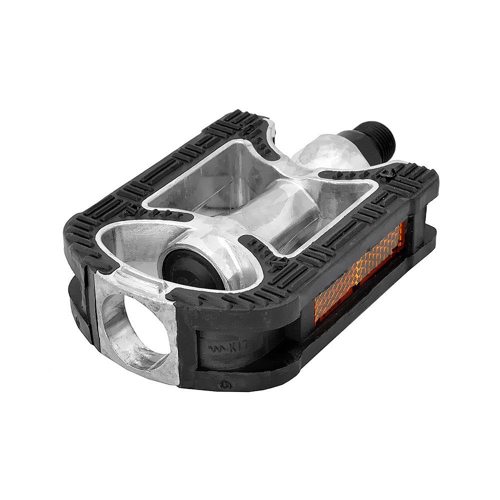 Pedały aluminiowe CITY/TREK, 111 x 72mm, gwint 9/16 srebrno-czarne