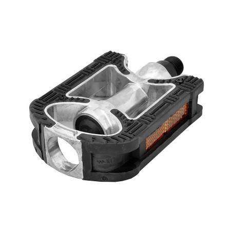 Pedały aluminiowe CITY/TREK, 111 x 72mm, gwint 9/16 srebrno-czarne