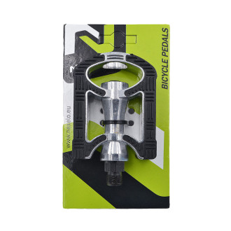 Pedały aluminiowe CITY/TREK, 111 x 72mm, gwint 9/16 srebrno-czarne