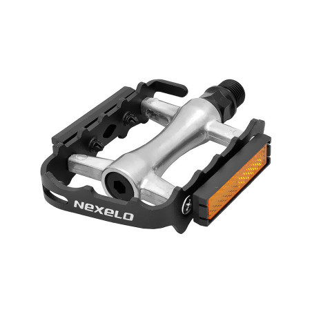 Pedały aluminiowe MTB 102x76mm, gwint 9/16, srebno-czarne