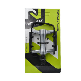 Pedały aluminiowe MTB 102x76mm, gwint 9/16, srebno-czarne