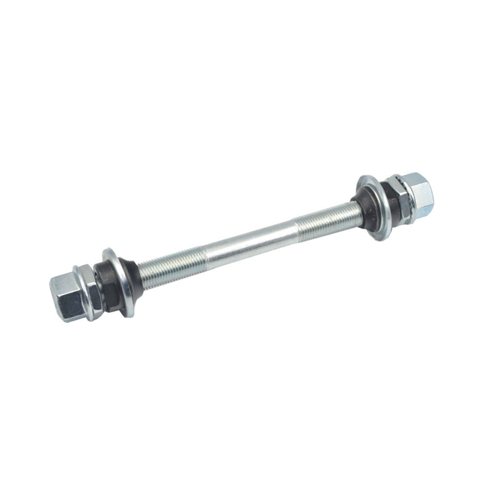 Oś piasty przedniej fi 10, dł.145mm stalowa srebna