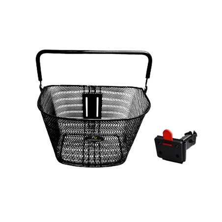 Koszyk przód, siatka, na wspornik, stalowy, czarny 34x26x26cm