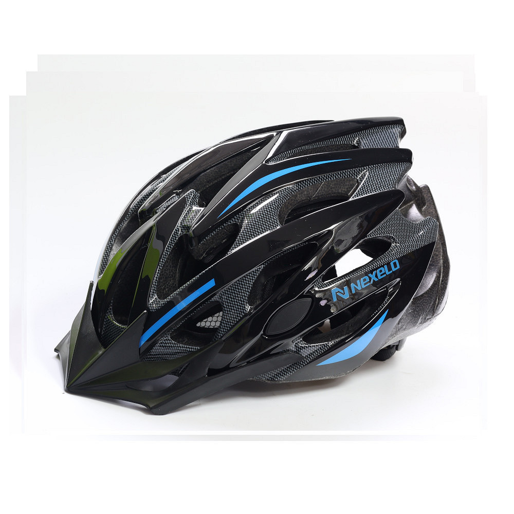 Kask rowerowy STRAIGHT SHINY, L (58-61 cm), out-mold, czarno-niebieski