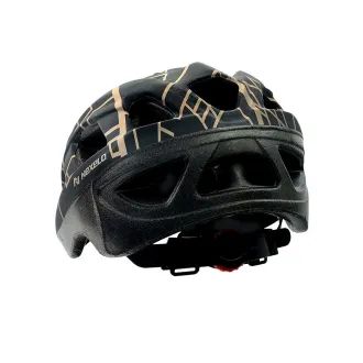 Kask rowerowy dziecięcy VIA MATT, M (53-55 cm), out-mold, kolor czarny z platynowymi ulicami