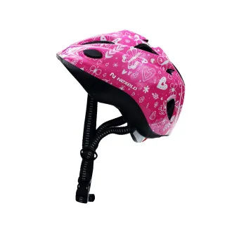 Kask rowerowy dziecięcy FUNNY SHINY, S (48-52 cm), out-mold, kolor różowy z białym nadrukiem motyle, serca