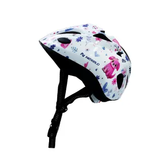 Kask rowerowy dziecięcy FUNNY SHINY, S (48-52 cm), out-mold, kolor biały z różowym pieskiem