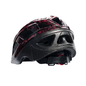 Kask rowerowy dziecięcy VIA SHINY, M (53-55 cm) , out-mold, kolor czarny z czerwonymi kwiatkami
