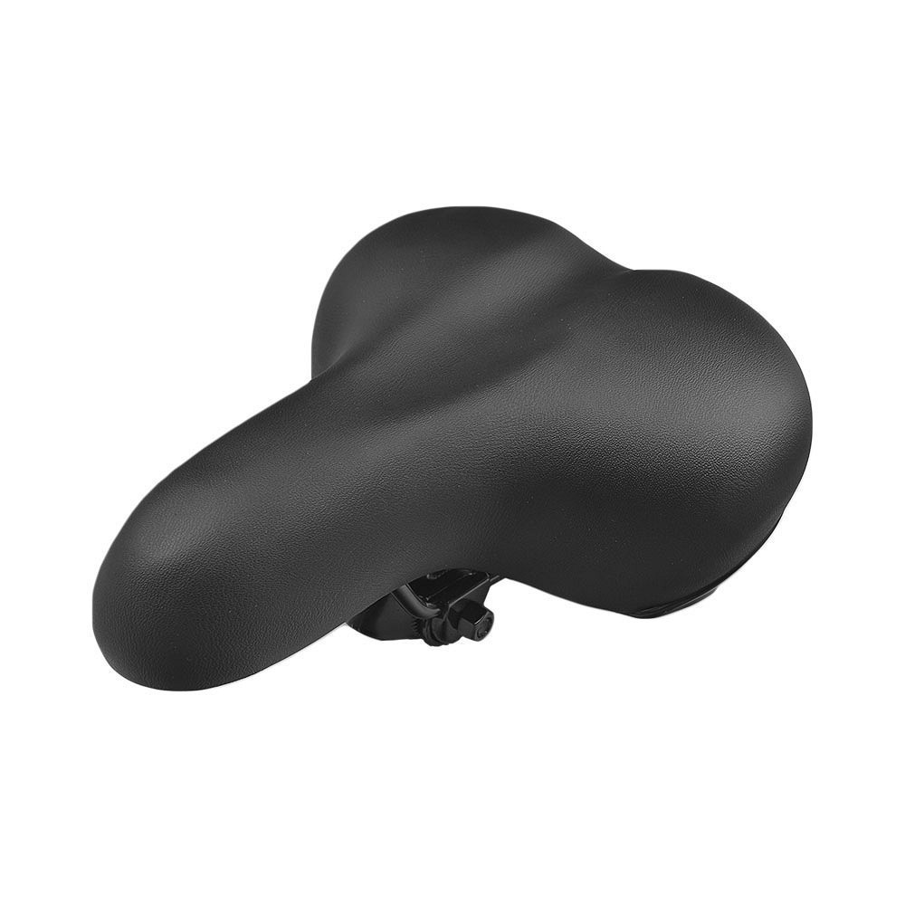 Siodło CITY szerokie na spręż. z jarzm. szyny stal-czarn, 240x200 mm czarne