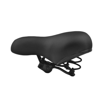 Siodło CITY szerokie na spręż. z jarzm. szyny stal-czarn, 240x200 mm czarne