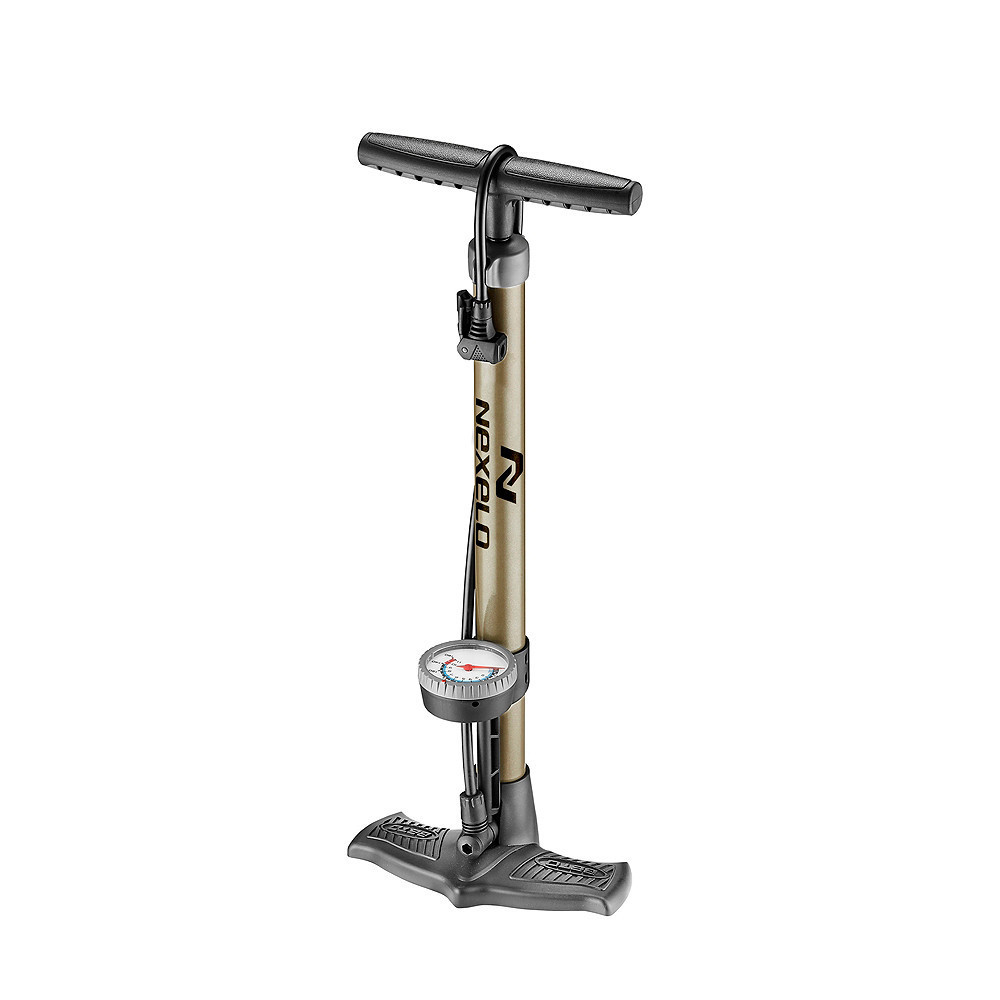 Pompka podłogowa stalowa z manometrem i podwójną głowicą z zaciskiem AV/DV/FV wys. 585mm