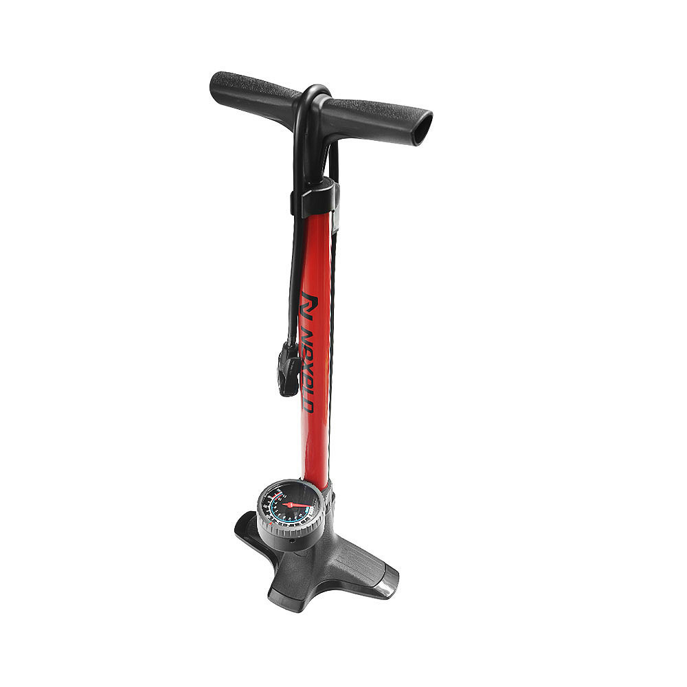 Pompka podłogowa stalowa z manometrem i podw. głowicą z zaciskiem AV/DV/FV