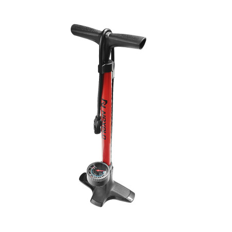 Pompka podłogowa stalowa z manometrem i podw. głowicą z zaciskiem AV/DV/FV