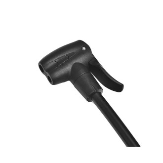 Pompka podłogowa stalowa z manometrem i podw. głowicą z zaciskiem AV/DV/FV