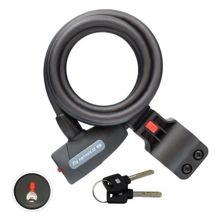 Zapięcie rowerowe NEXELO SUPREME typu SPIRALA na klucz, fi 10 mm, długość 1800 mm