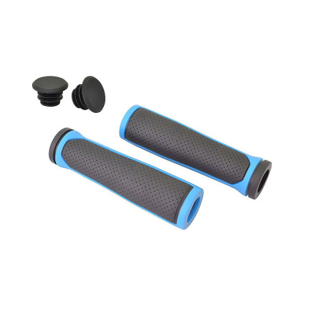 Chwyt kierownicy gumowy 125mm niebiesko-czarne