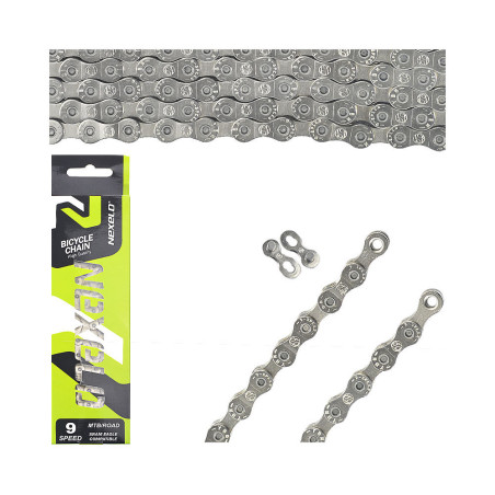 Łańcuch MTB/ROAD S9 S2, 116 ogniw 9-rzędowy 1/2x11/128, srebrny