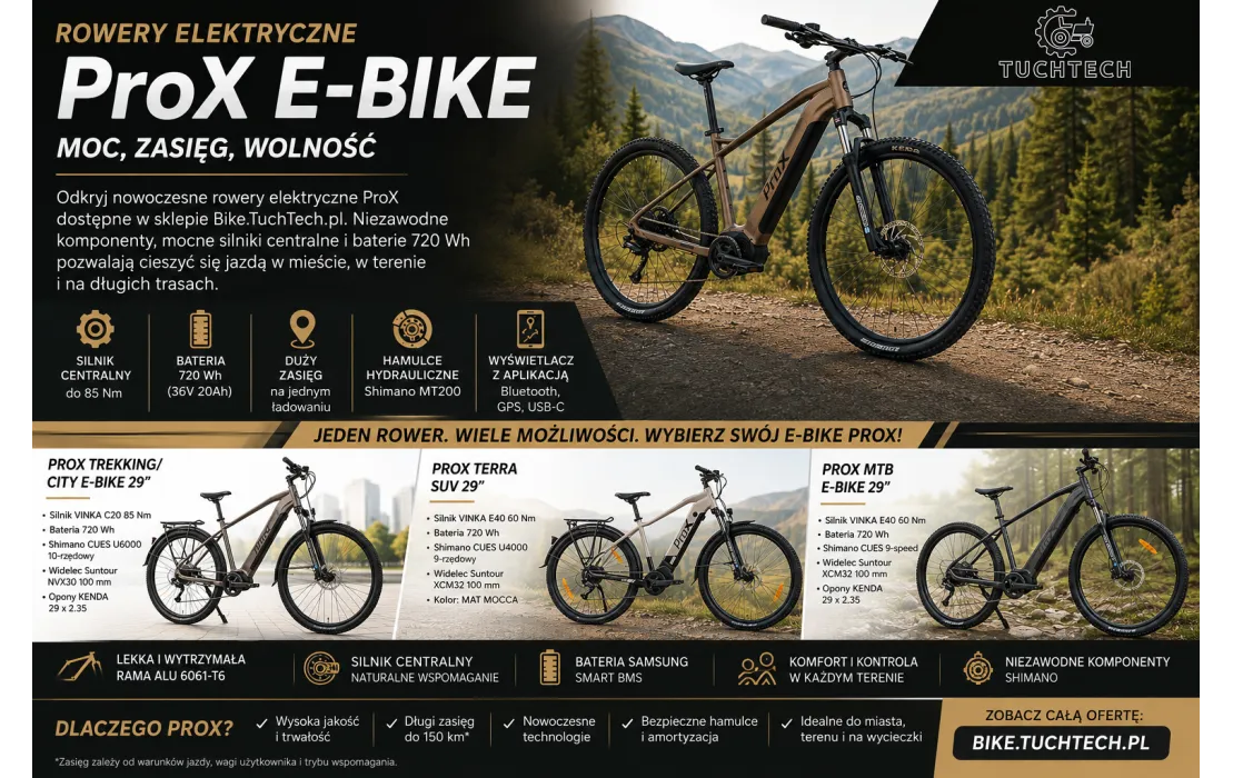 Rowery elektryczne ProX E-Bike – nowoczesne e-bike'i do miasta, lasu i na długie trasy